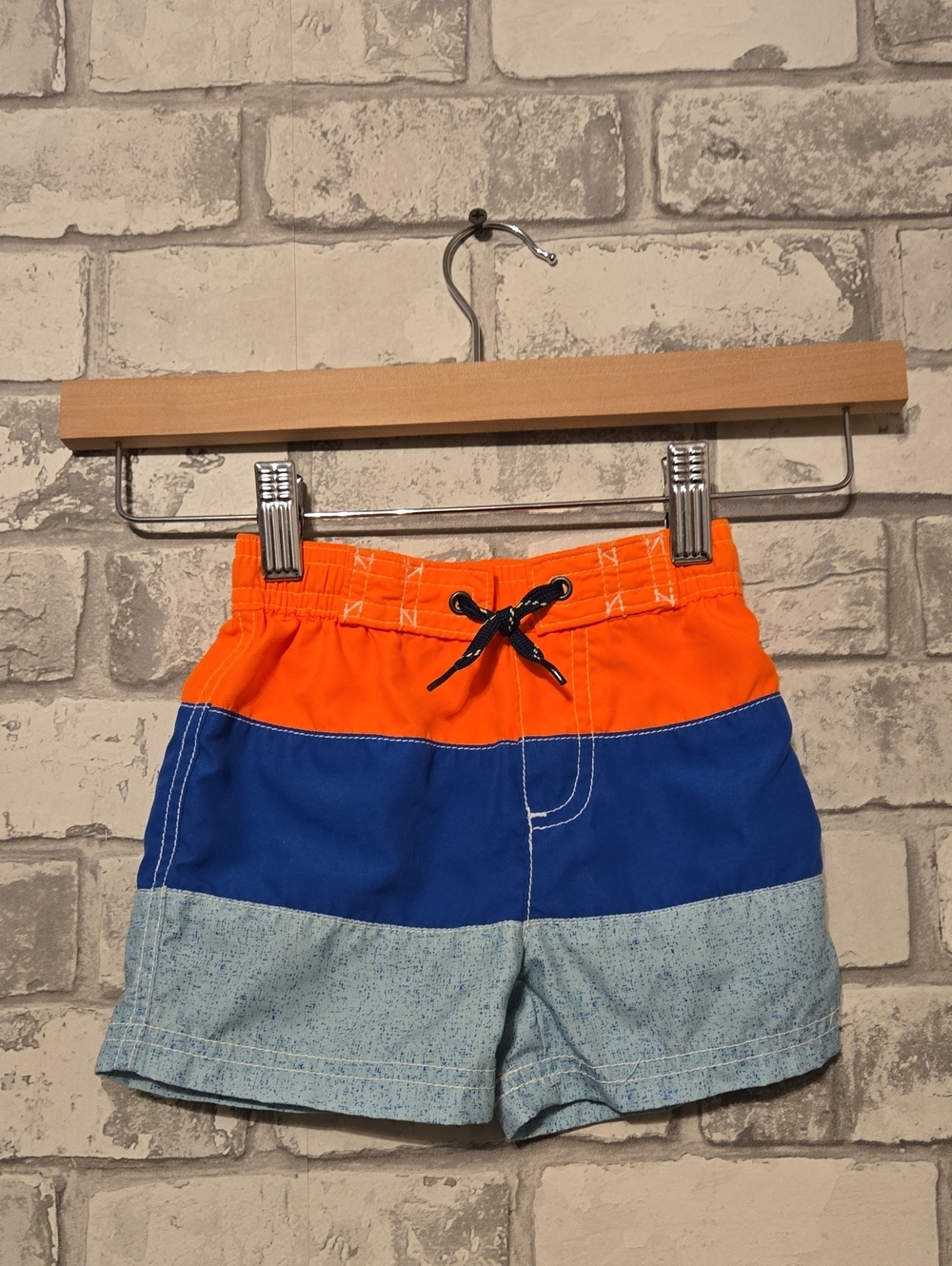 Carter's Orange, Blue & Light Blue Colorblock Boys Swim Trunks